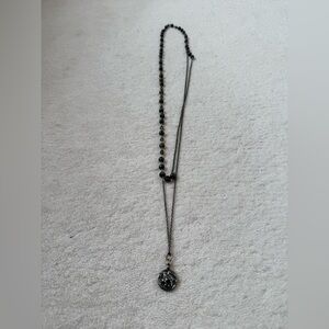 Long Medallion and Beaded Necklace